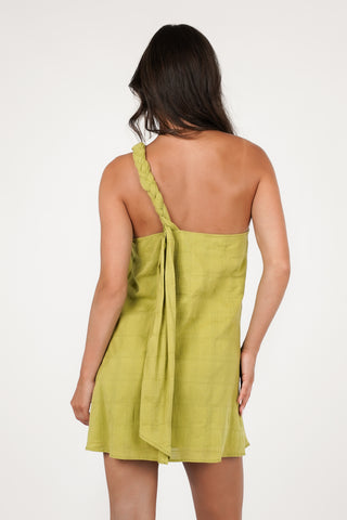 Mini jurkje one shoulder groen - Naomi