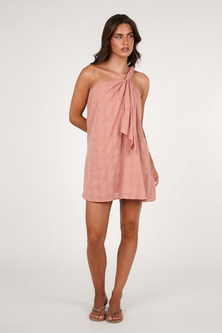Mini jurkje one shoulder roze - Naomi