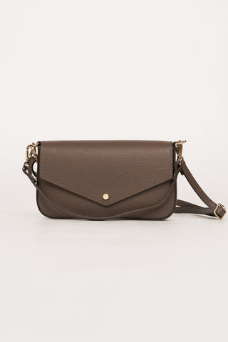 Leather crossbody bag taupe - Brandy