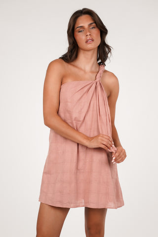 Mini jurkje one shoulder roze - Naomi