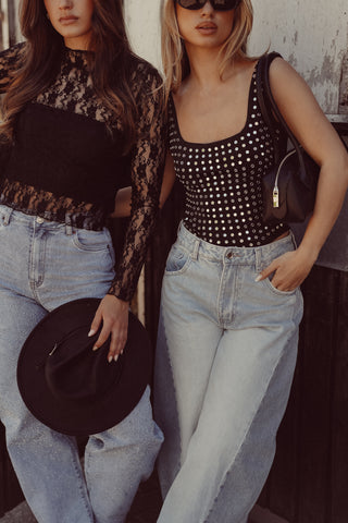 Studded Bodysuit Black - Harper