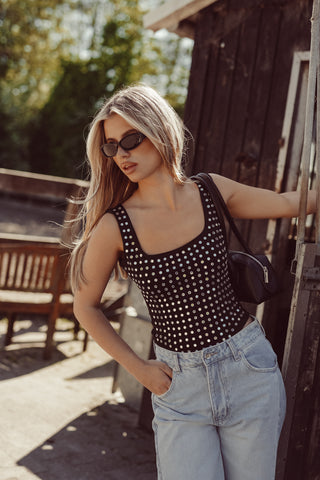 Studded Bodysuit Black - Harper