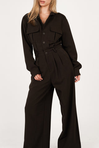 Petite cargo jumpsuit brown - Lume