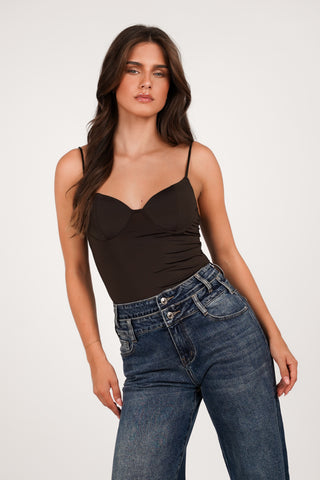 Basic top met cups bruin - Olina