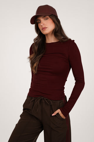 Baseball cap leatherlook bordeaux - Aileen