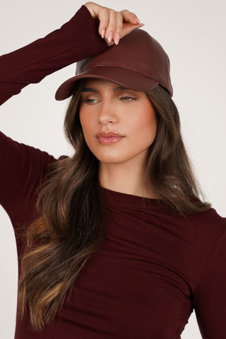 Baseball cap leatherlook bordeaux - Aileen