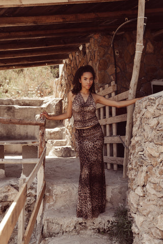 Maxi rok mesh luipaardprint - Wendy