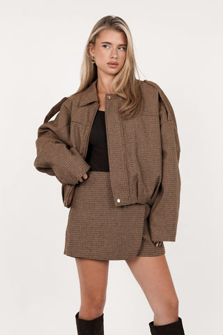 Camel houndstooth skort - Mina