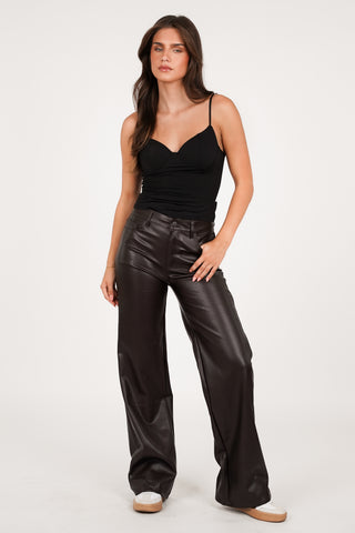 Leatherlook broek zwart - Jara
