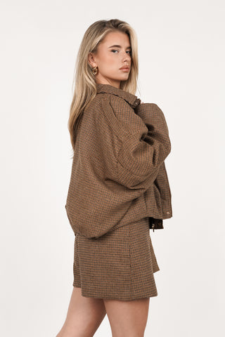 Bomberjacke Hahnentritt Camel - Lovia
