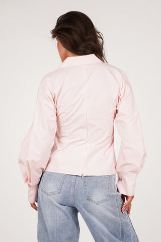 Getailleerde blouse asymmetrisch roze - Juliana