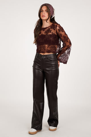 Leatherlook broek zwart - Jara