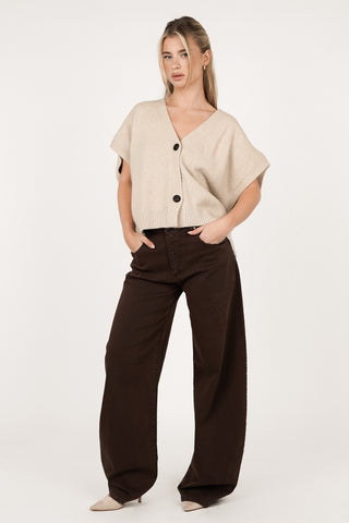 Oversize Wollgilet mit Knöpfen creme - Rosie