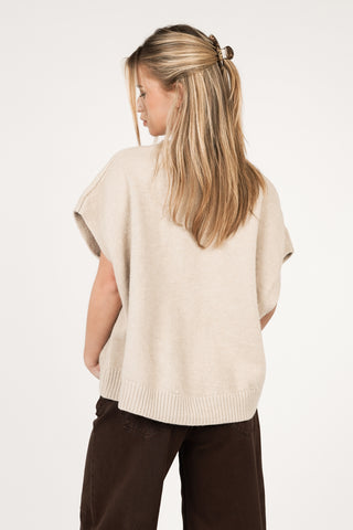 Oversize Wollgilet mit Knöpfen creme - Rosie