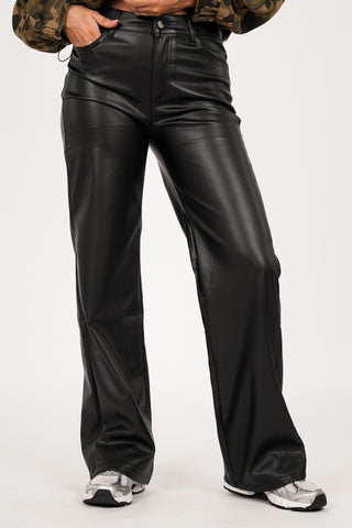 Leatherlook broek zwart - Jara