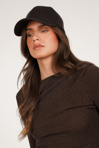 Baseball cap leatherlook bruin - Aileen