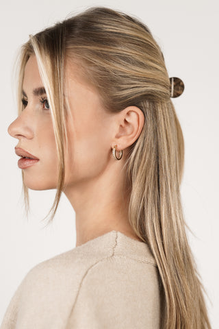 Small gold hoop earrings with diamonds - Emmy