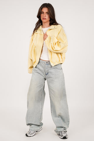 Oversized bomberjas geruit geel - Mandy