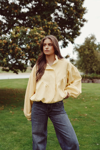 Oversized bomberjas geruit geel - Mandy
