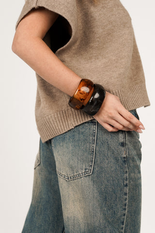 Bangle bracelet wide marble brown - Evi