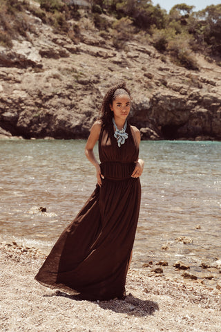 Maxi rok met split bruin - Ruby