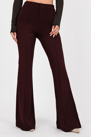 Flared trousers with piping in chocolate brown - Poppy