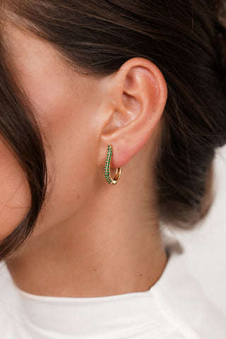 Oorhangers druppel met steentjes goud/groen - Zoya