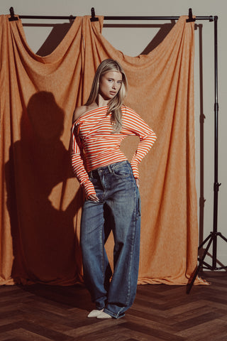 Tall balloon fit jeans with twist blue - Cilou