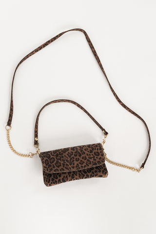 Leather clutch leopard print - Axelle