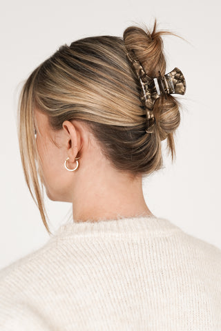 Hair clip large brown marble - Loua
