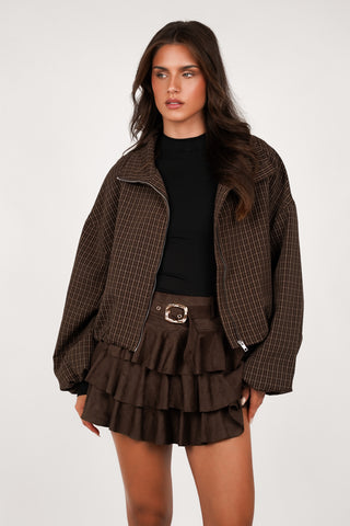 Ruffle skirt suede brown - Casey