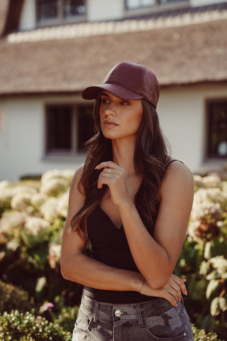 Baseball cap leatherlook bordeaux - Aileen