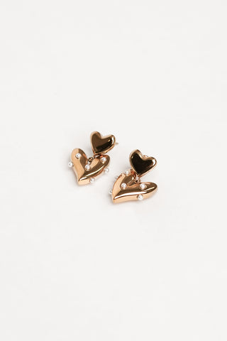 Heart earrings with pearls gold - Isalyn