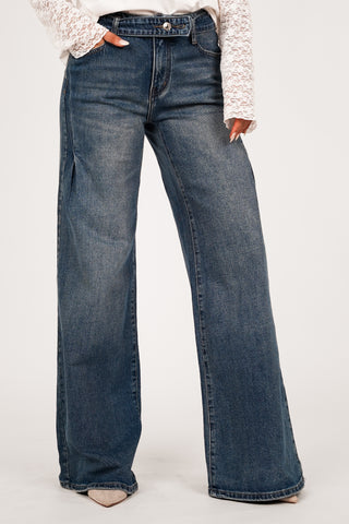 Tall wide leg jeans blauw - Jolie