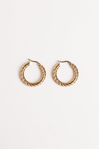 Creole twisted gold earrings - Lunara