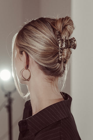 Hair clip large brown marble - Loua