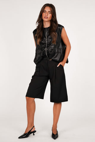Gilet leatherlook bomber zwart - Yuna