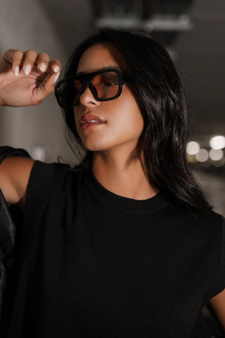 Retro-Pilotenbrille schwarz - Phoebe