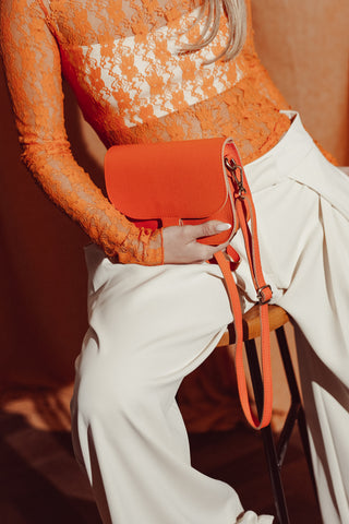 Umhängetasche Leder orange - Ellis