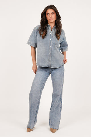 Straight Leg Jeans High Waist Blau - Marie