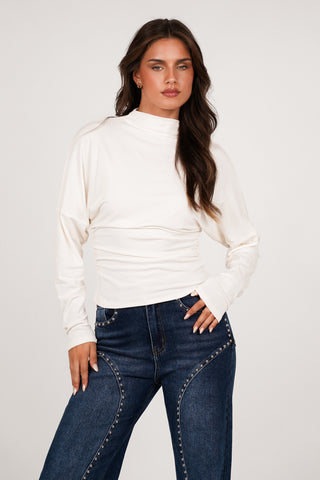 Top met lange mouwen creme - Nora