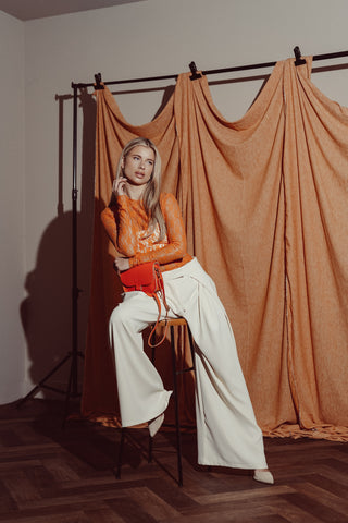Lace top orange with long sleeves - Amaris