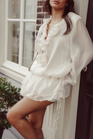 Blouse jurk met rozen beige - Heaven