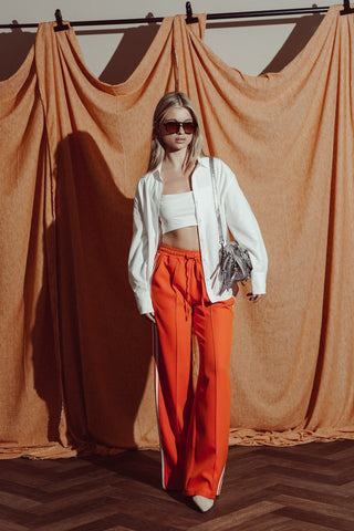 Jogger trousers with pinstripe brown - Emily