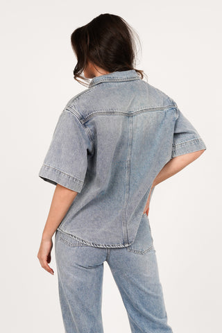 Denim oversized light blue blouse - Sereen