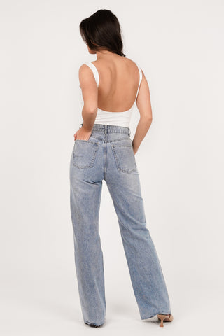 Straight Leg Jeans High Waist Blau - Marie