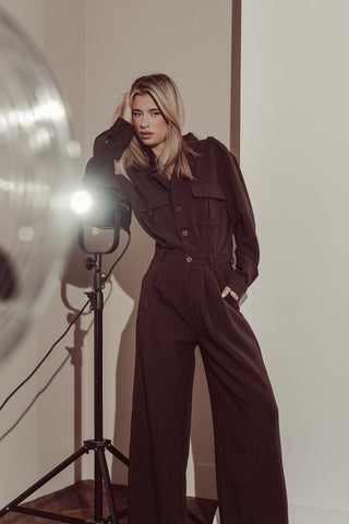 Petite cargo jumpsuit brown - Lume
