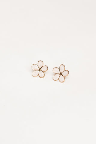 Flower earrings white/gold - Zafira