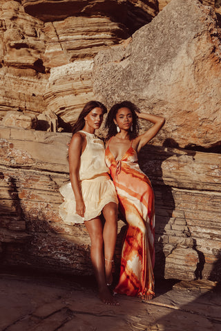 Maxikleid Batik Orange - Jady