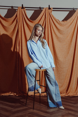 Women's regular fit light blue blouse - Jacey